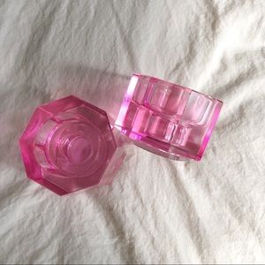 Orrefors Set of 2 Pink Crystal Candle Holders